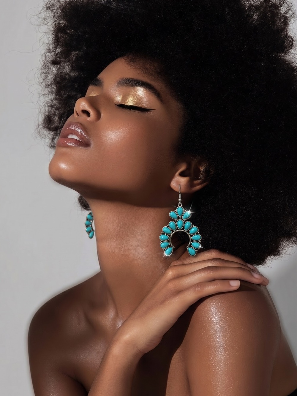 Turquoise Teardrop Statement Earrings - Women Jewelry
